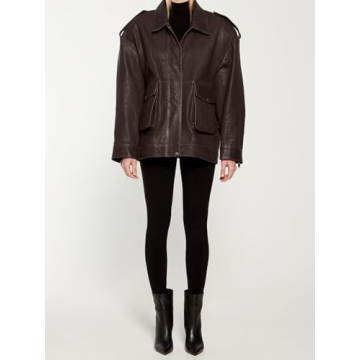 VOIKERDR Trendy Oversized Leather Jacket for Women