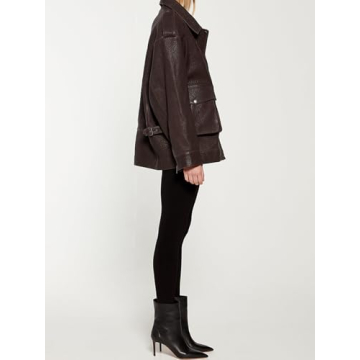 VOIKERDR Trendy Oversized Leather Jacket for Women