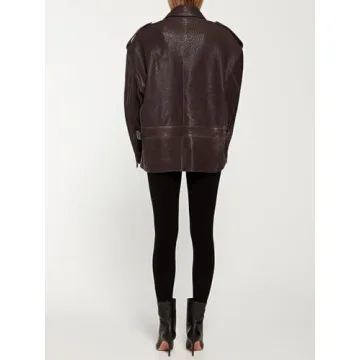 VOIKERDR Trendy Oversized Leather Jacket for Women