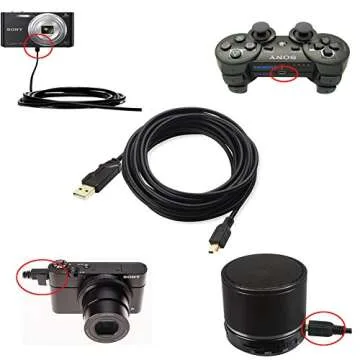 AllEASY 15ft Mini USB Cable for PS3 & Cameras - High Speed