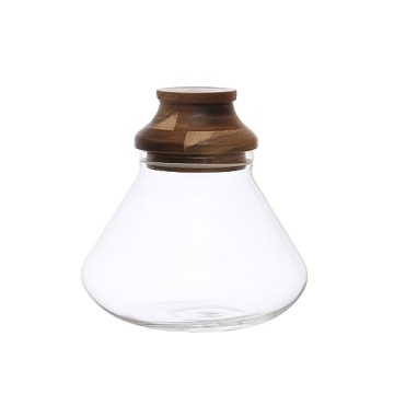 Bloomingville 2.5-Quart Round Glass Jar with Wood Lid