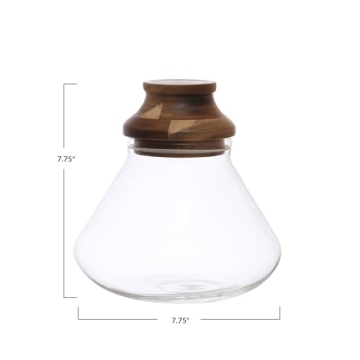 Bloomingville 2.5-Quart Round Glass Jar with Wood Lid