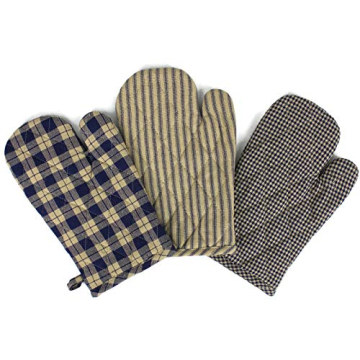 Rustic Cotton Farmhouse Oven Mitts Set of 3
