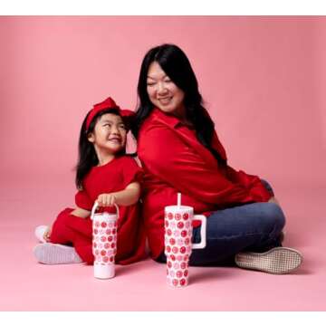 Simple Modern Valentine's Day 40 oz Tumbler with Handle and Straw Lid | Gifts for Her | Insulated Re...