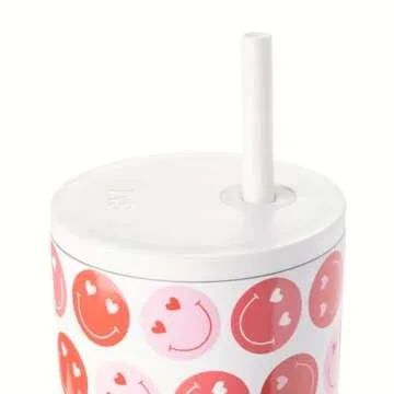 Simple Modern Valentine's Day 40 oz Tumbler with Handle and Straw Lid | Gifts for Her | Insulated Reusable Stainless Steel Water Bottle Travel Mug Cupholder Use | Trek Collection | Happy Heart Eyes