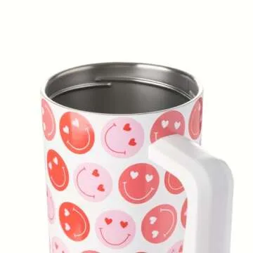 Simple Modern Valentine's Day 40 oz Tumbler with Handle and Straw Lid | Gifts for Her | Insulated Reusable Stainless Steel Water Bottle Travel Mug Cupholder Use | Trek Collection | Happy Heart Eyes