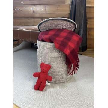 WAYIDEAL Cotton rope Storage Basket with Zipper cover & Woven baskets with Lid for Multi-Purpose Sto...