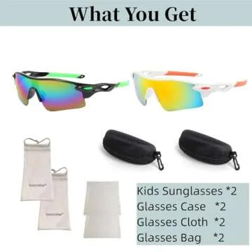 Swanoble UV400 2 Sports Sunglasses for Kids Baseball,Lightweight Sunglasses for Boys Girls,Youth Softball Cycling Golf