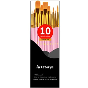 Professional Paint Brush Set - 10 Pcs for All Ages and Styles