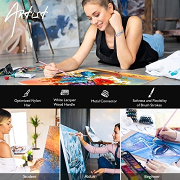 Professional Paint Brush Set - 10 Pcs for All Ages and Styles