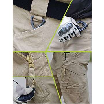 LABEYZON Men's Outdoor Work Military Tactical Pants Lightweight Rip-Stop Casual Cargo Pants Men (Khaki, 32W x 30L)