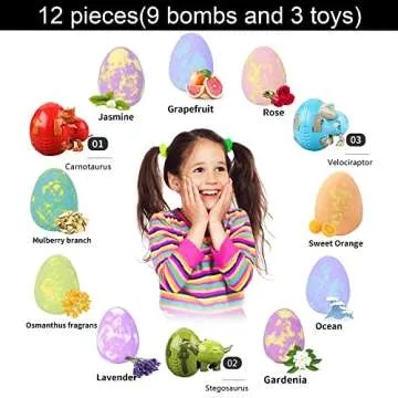 YULONG Lab Bath Bombs for Kids with Toys Inside Surprise, Dino Egg Bath Bomb Kit with Dinosaur Toy Organic and Natural Bath Fizz Spa Bath Set Gift, for Birthday Easter Christmas Boys and Girls Gifts