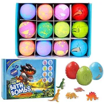 YULONG Lab Bath Bombs for Kids with Toys Inside Surprise, Dino Egg Bath Bomb Kit with Dinosaur Toy Organic and Natural Bath Fizz Spa Bath Set Gift, for Birthday Easter Christmas Boys and Girls Gifts
