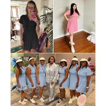 Soneven Women Polo Golf Tennis Dress with Built in Shorts and Pockets - Comfortable and Stylish Athl...