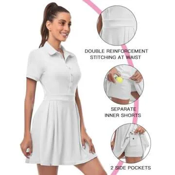 Soneven Women Polo Golf Tennis Dress with Shorts and Pockets