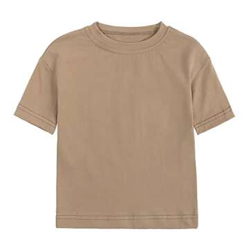 ZFTTZYMX Baby Boys Girls Solid T-Shirts Crew Neck Short Sleeve Casual Tops Toddler Kids Summer Cotto...
