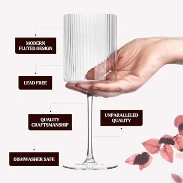 Stylish Ribbed Wine Glasses - Elegant Set of 4