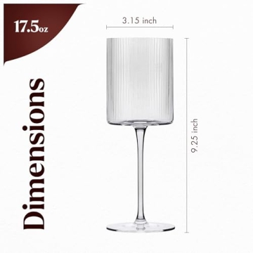 Stylish Ribbed Wine Glasses - Elegant Set of 4