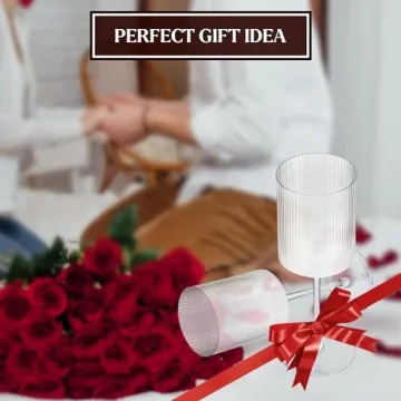 Stylish Ribbed Wine Glasses - Elegant Set of 4