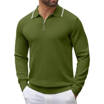 Coofandy Men's Long Sleeve Quarter Zip Polo Sweater - Stylish and Comfortable Casual Wear