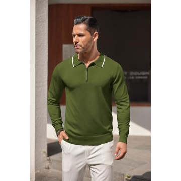 Men's Quarter Zip Polo Sweater by Coofandy for All Occasions