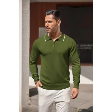 Men's Quarter Zip Polo Sweater by Coofandy for All Occasions