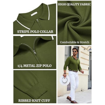 Men's Quarter Zip Polo Sweater by Coofandy for All Occasions