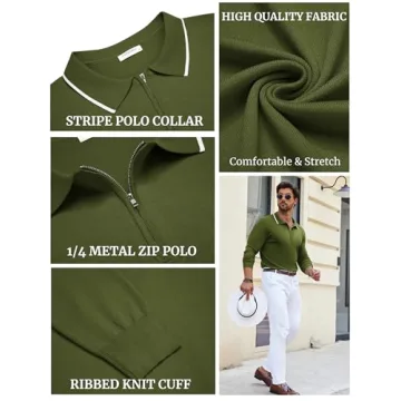 Men's Quarter Zip Polo Sweater by Coofandy for All Occasions