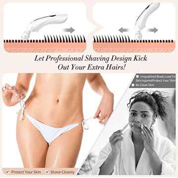 Electric Shaver for Women Electric Razor for Womens Bikini Legs Underarm Public Hairs Rechargeable Trimmer with Detachable Head Cordless Wet Dry Use