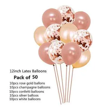 Baby Shower Decorations For Girl,the Party Supplies include 108Pcs Banners Paper Pompoms Heart-type Balloons Pentagram Balloons Rose Gold Balloons Tassels Color Ribbon Balloon Straw for Baby Girls