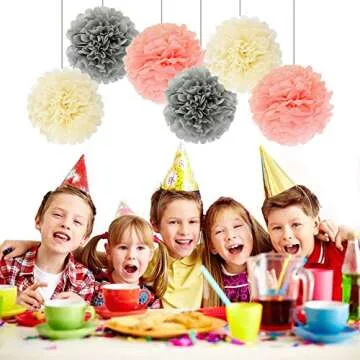 Baby Shower Decorations For Girl,the Party Supplies include 108Pcs Banners Paper Pompoms Heart-type Balloons Pentagram Balloons Rose Gold Balloons Tassels Color Ribbon Balloon Straw for Baby Girls