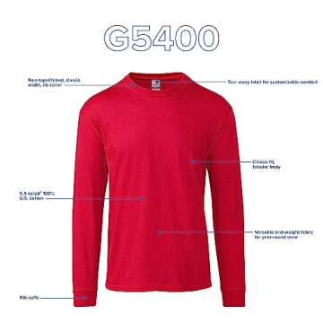 Gildan Gold Long Sleeve T-Shirt 2-Pack, Large