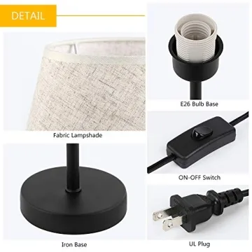 HAITRAL Small Bedside Lamps Set for Bedroom and Office