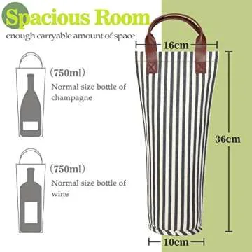 Tirrinia Single Wine Carrier Tote, Insulated Wine Cooler Bag for Travel, Picnic, & Wine Gifts – Thermal Padded Wine Bottle Holder Tote for Men & Women, Wine Gift for Wine Lovers,Blue Stripe