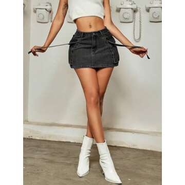 Trendy Cargo Skirt Women Y2K Low Waist Denim Mini Skirt