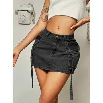Trendy Cargo Skirt Women Y2K Low Waist Denim Mini Skirt