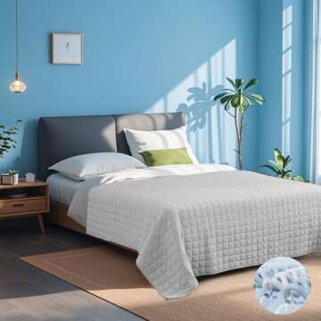 YnM Exclusive Cooling Weighted Blanket, Nylon/PE Fabric, Smallest Compartments, Bed Blanket for One Person of 140lbs, Ideal for Twin/Full Bed (48x72 Inches, 15 Pounds, Light Grey Quill)