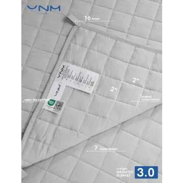 YnM Exclusive Cooling Weighted Blanket, Nylon/PE Fabric, Smallest Compartments, Bed Blanket for One Person of 140lbs, Ideal for Twin/Full Bed (48x72 Inches, 15 Pounds, Light Grey Quill)