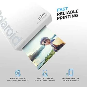 Zink Polaroid Mint Pocket Printer W/ Zink Zero Ink Technology & Built-In Bluetooth for Android & iOS Devices - White