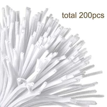 Caydo 200 Pieces White Pipe Cleaners Craft Chenille Stems for DIY Art Creative Crafts Party Decorati...