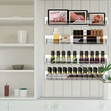 RORKIM 4 Pack 15 Inch Clear Acrylic Shelves, Clear Kids Floating Bookshelf for Kids Room, Modern Nail Polish Rack Sunglasses Essential Oil Picture Ledge Display Toy Storage Wall Shelf