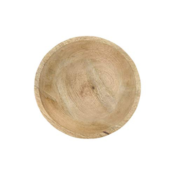 Large 5 Quart Ridged Mango Wood Footed Bowl