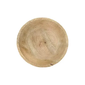 Large 5 Quart Ridged Mango Wood Footed Bowl