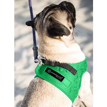 Cold Weather Dog Harness - Comfortable & Adjustable Harnesss for Dogs - Easy Walk Dog Harness (Green, Chest Size 13" - 17”)