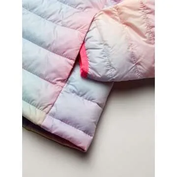 Amazon Essentials Toddler Girls' Lightweight Water-Resistant Packable Hooded Puffer Jacket, Pink Ombre, 4T