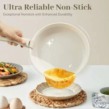 Cuisinluv 15PCS Pots and Pans Set Non Stick, Kitchen Cookware Sets with Detachable Handle, Ceramic Cookware Sets, Non Stick RV Cookware Cooking Set, Dishwasher ＆ Oven Safe, PFOA Free, Cream White