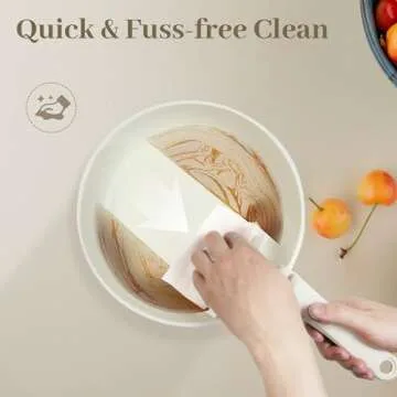 Cuisinluv 15PCS Pots and Pans Set Non Stick, Kitchen Cookware Sets with Detachable Handle, Ceramic Cookware Sets, Non Stick RV Cookware Cooking Set, Dishwasher ＆ Oven Safe, PFOA Free, Cream White