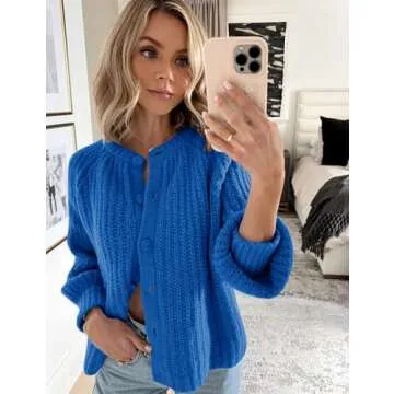 Stylish Blue COZYPOIN Women Chunky Cardigan - Cozy Comfort & Fashion
