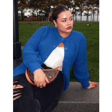 COZYPOIN Women's Chic Button-Down Chunky Cardigan