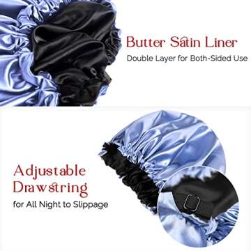 YANIBEST Satin Bonnet Adjustable Double Layer for Sleeping
